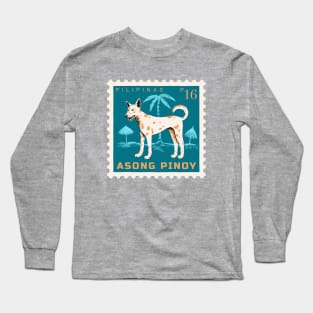 Asong Pinoy Dog Postage Stamp Long Sleeve T-Shirt